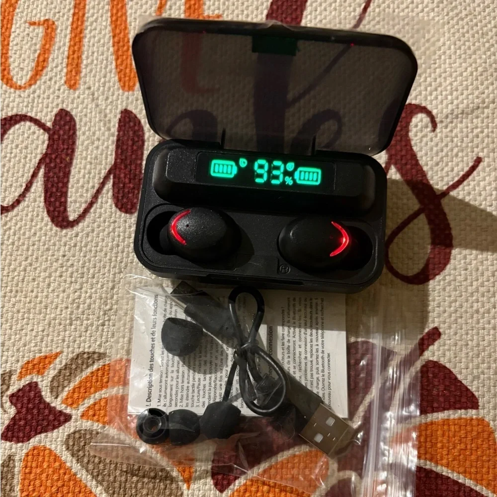 TWS F9 Black True Wireless Earbuds with Power Bank